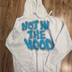Mood swings designer streetwear White Hoodie with Blue "Not In The Mood" Graphic